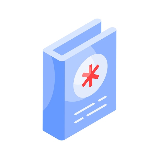 Vector isométrico premium de un libro médico un icono editable de la educación médica