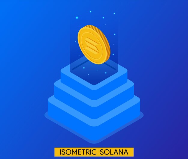 vector isométrico solana cryptocurrency logo moneda isométrica solana
