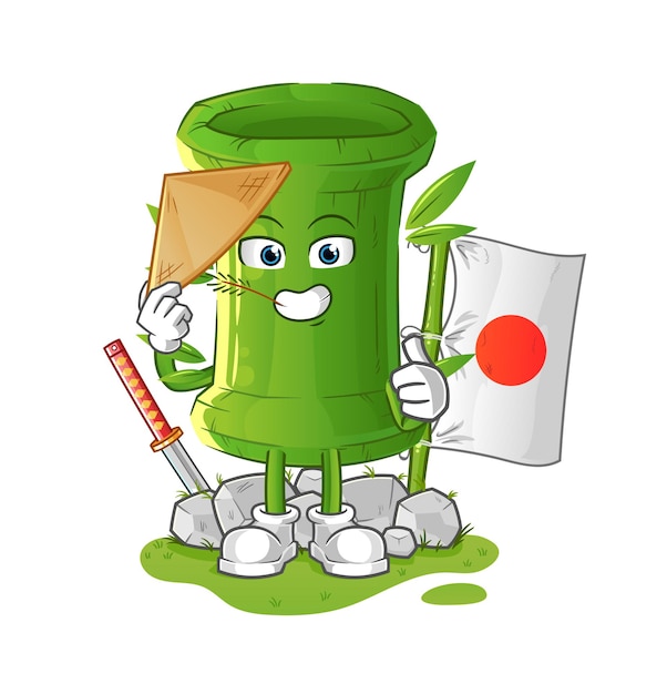 Vector japonés de bambú. personaje animado