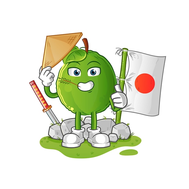 Vector japonés de guayaba. personaje animado