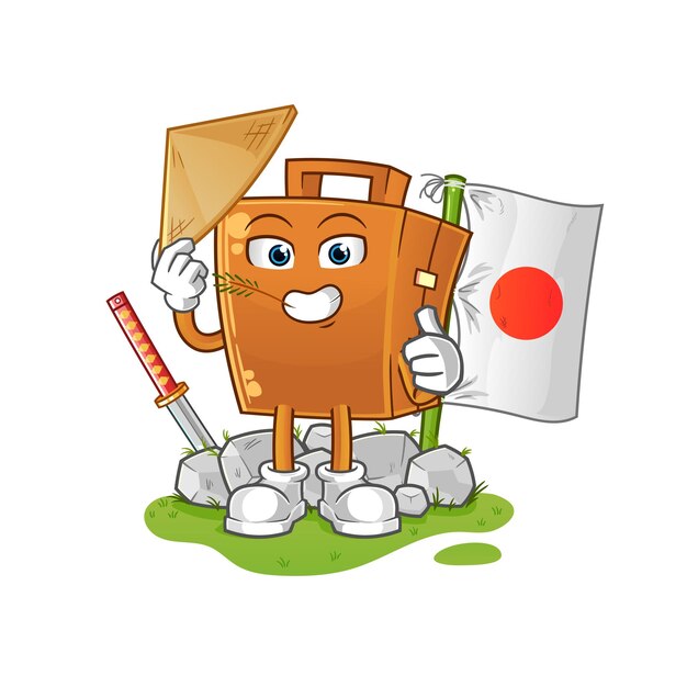 Vector japonés de maleta. personaje animado