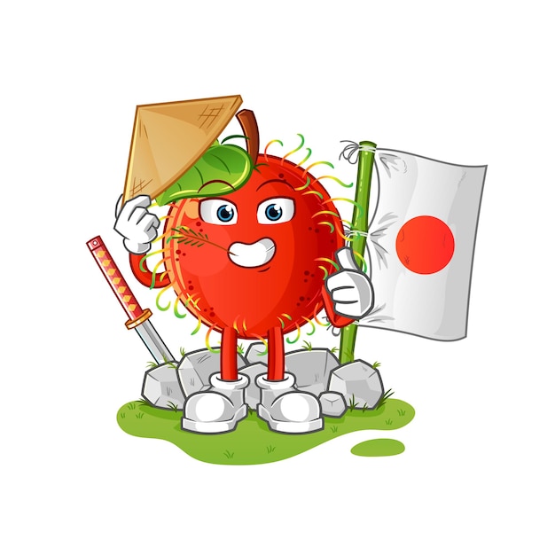 Vector japonés de rambután. personaje animado