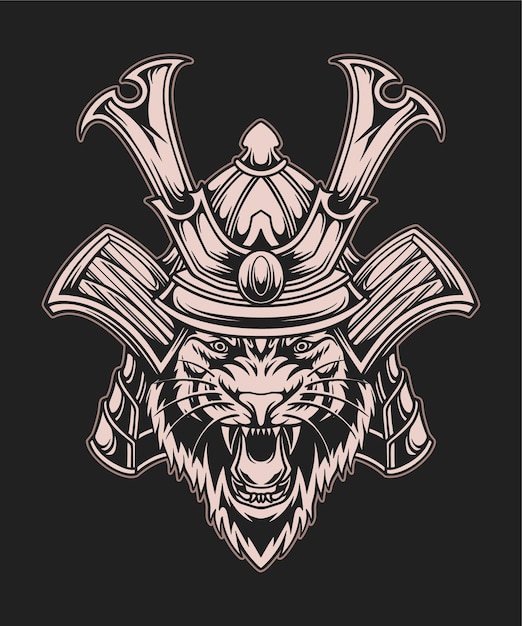 Vector japonés ronin bestia cabeza de samurai