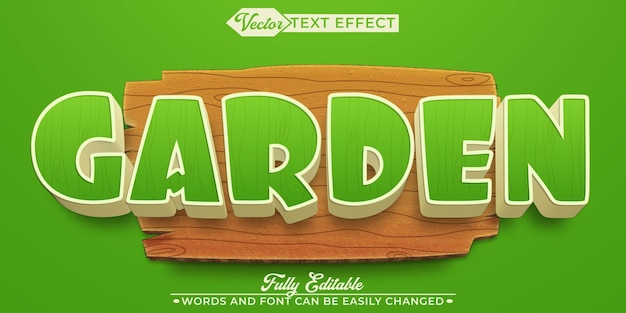 Vector de jardín verde Efecto de texto de objeto inteligente totalmente editable