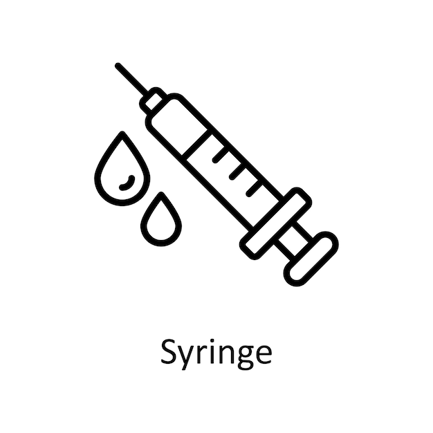 Vector de jeringa Contorno Icono Ilustración de diseño Símbolo médico en fondo blanco Archivo EPS 10