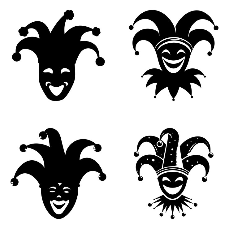 Vector Jester Logo silueta Joker Ilustración para tatuajes y emblemas logotipo del bufón