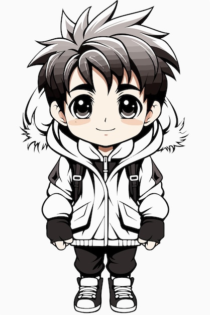 Vector joven anime estilo personaje vector diseño de ilustración manga anime niño