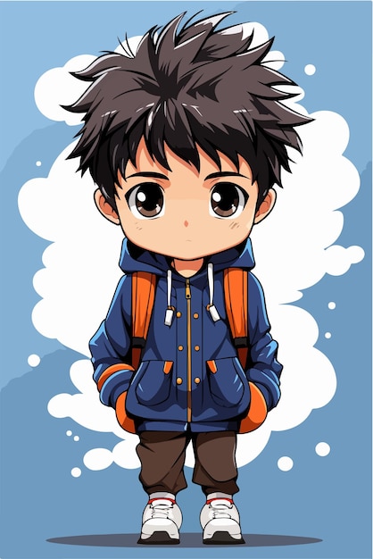 Vector joven anime estilo personaje vector ilustración diseño manga anime boy