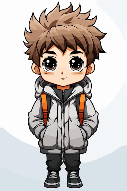 Vector joven estilo de anime personaje diseño de ilustración vectorial manga anime niño