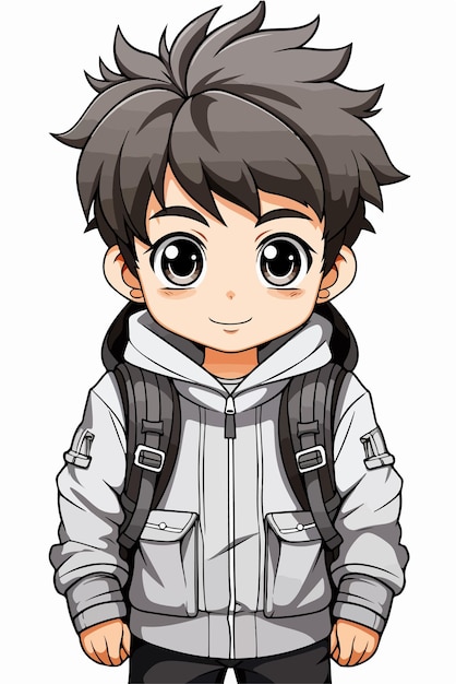Vector joven estilo de anime personaje diseño de ilustración vectorial manga anime niño