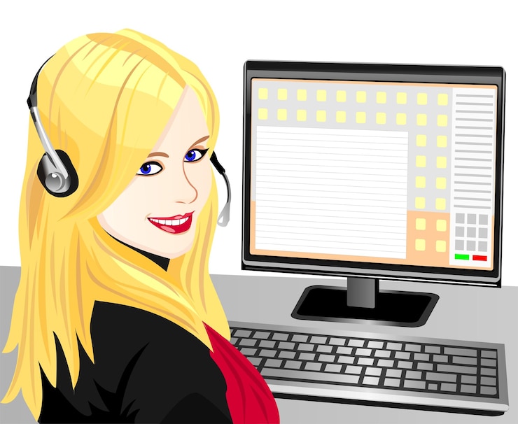 Vector vector joven hermosa telefonista