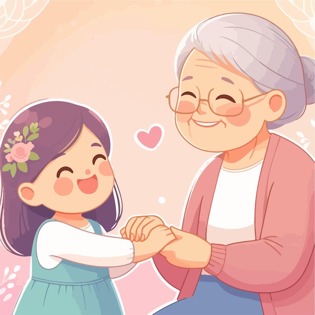 Vector vector joven princesa y vieja madre ilustración de dibujos animados