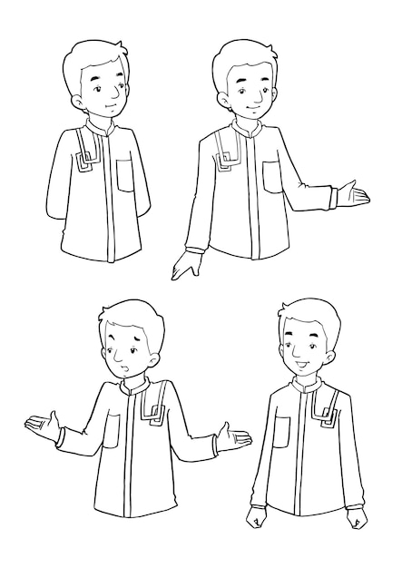 Un vector de jóvenes musulmanes en color blanco y negro