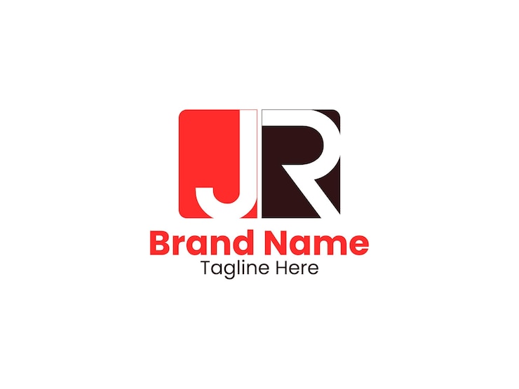 Vector vector jr diseño del logotipo de la letra negro y rojo diseños del logotipo rj logotipo jr letra inicial jr