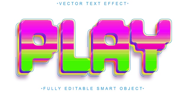 Vector de juego colorido de píxeles de dibujos animados Objeto inteligente totalmente editable Efecto de texto