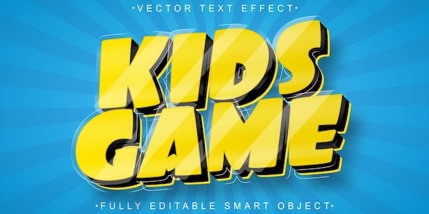 Vector de juego de dibujos animados amarillo para niños Objeto inteligente totalmente editable Efecto de texto