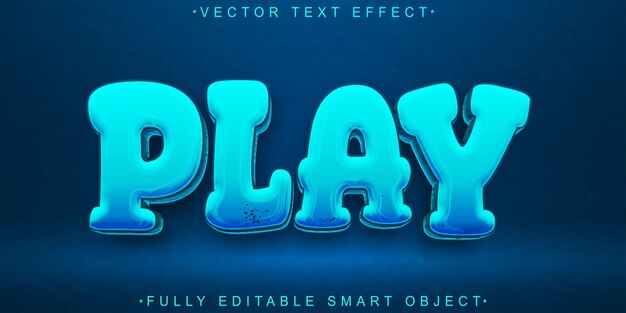 Vector de juego de dibujos animados azul Efecto de texto de objeto inteligente totalmente editable