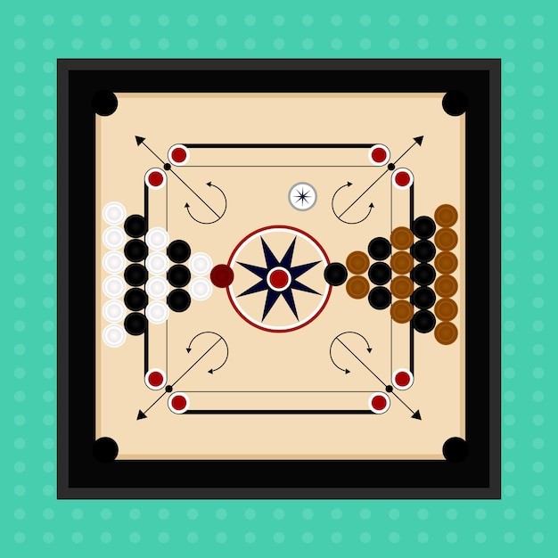 Vector de juego de tablero de carrom de madera