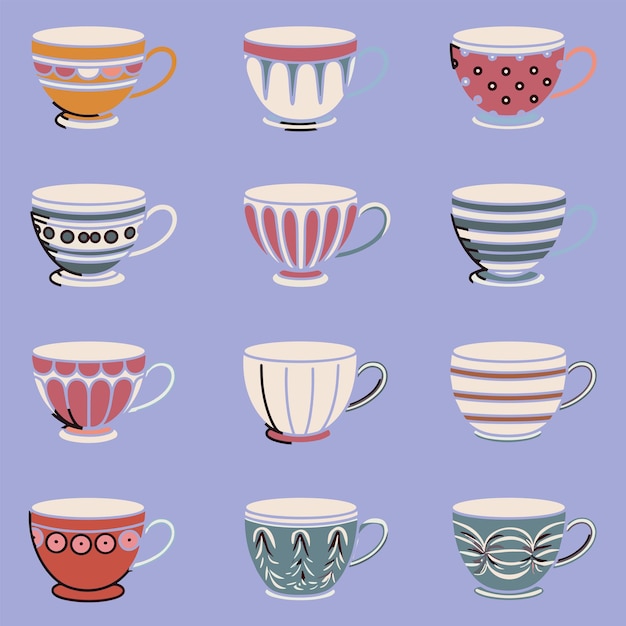 Vector de juegos de tazas y tazas