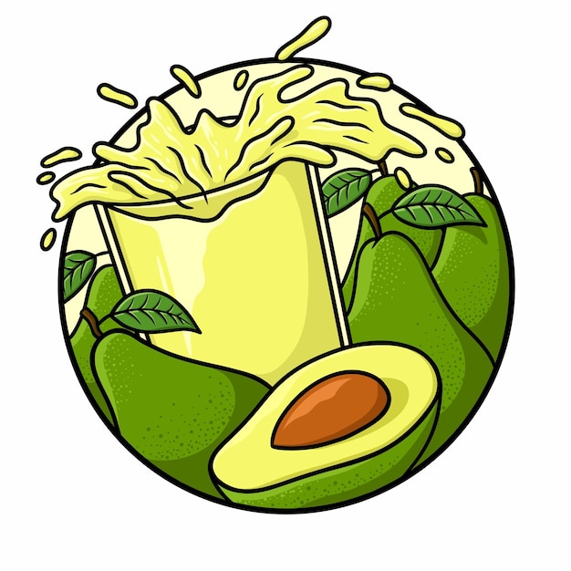 Vector de jugo de aguacate splash glass aislado