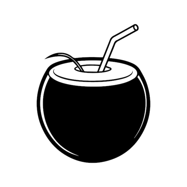Vector de jugo de coco Vector de silueta de estilo sólido relacionado con el tropical