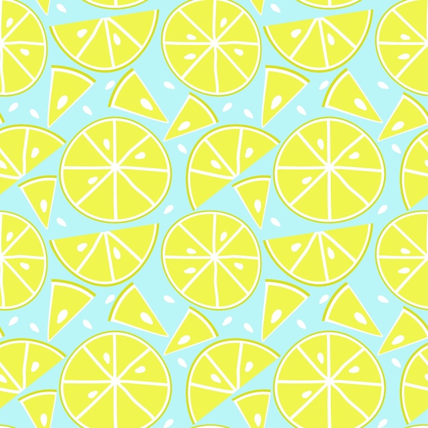 Vector de jugo sin costuras y patrón sin costuras de verano con rodajas y limones