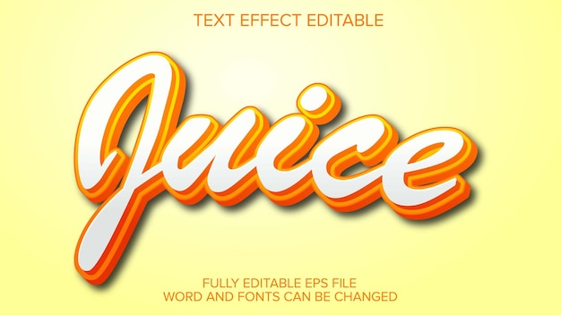 Vector de jugo de efecto de texto 3D editable