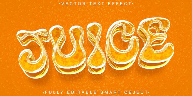 Vector de jugo de naranja objeto inteligente totalmente editable efecto de texto