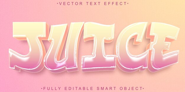 Vector de jugo de naranja objeto inteligente totalmente editable efecto de texto