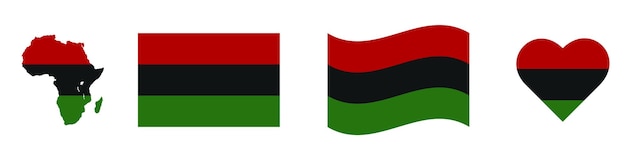 Vector juneteenth flag set color rojo negro y verde celebrar el 19 de junio mes de la historia negra