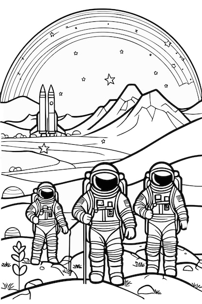 Vector kawaii astronautas espaciales para colorear ilustración de libro