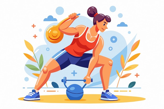 Vector Kettlebell limpio y en cuclillas Ejercicio Clipart
