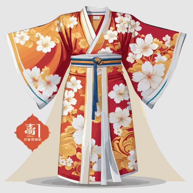 Vector vector de kimono sobre un fondo blanco