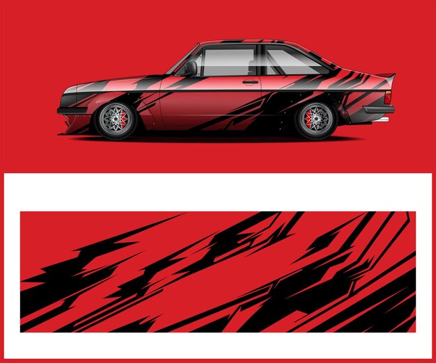 vector de kit gráfico de envoltura de vehículo para coche de carreras
