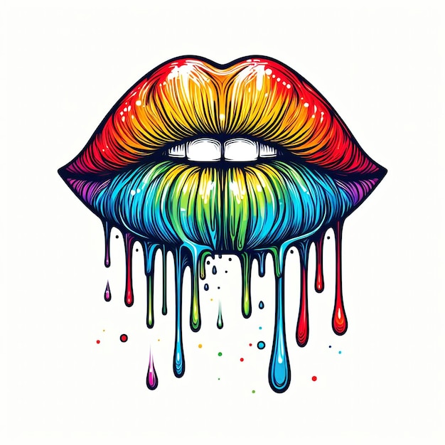 Vector vector labios coloridos con los colores del arco iris