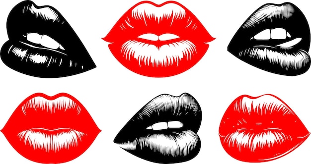 Vector de labios y silueta de la mujer
