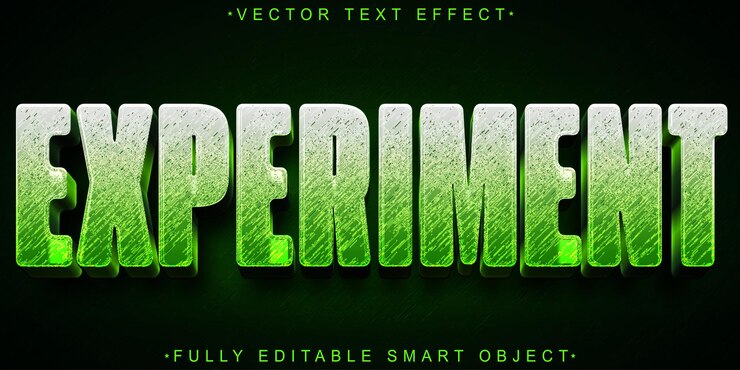 Vector vector de laboratorio de experimentos verde efecto de texto de objeto inteligente totalmente editable