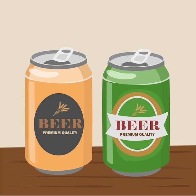 Vector de lata de cerveza en estilo de dibujos animados plano