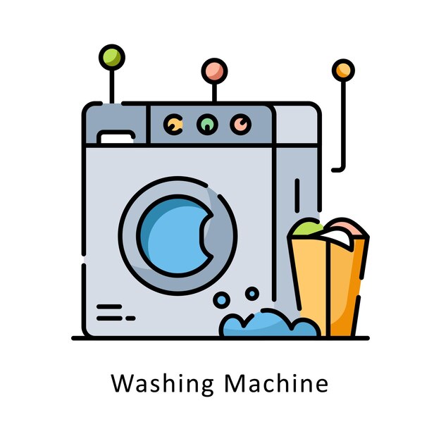 Vector de lavadora Ilustración del estilo del icono del contorno FILL Símbolo en fondo blanco Archivo EPS 10