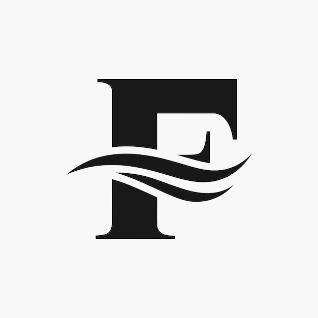 Vector de la letra F y del logotipo de onda