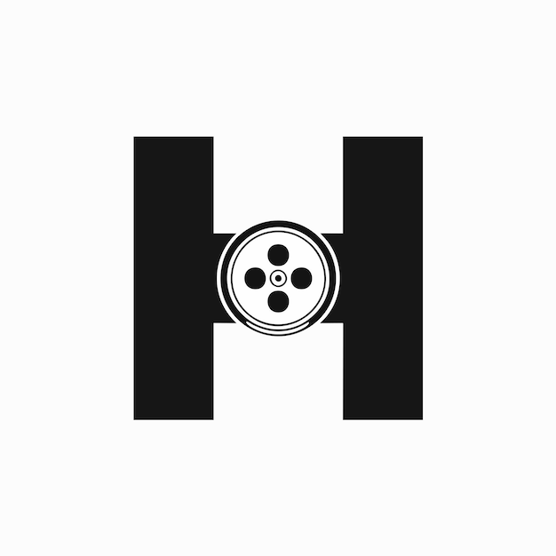 Vector de la letra H y del icono del logotipo del carrete de película