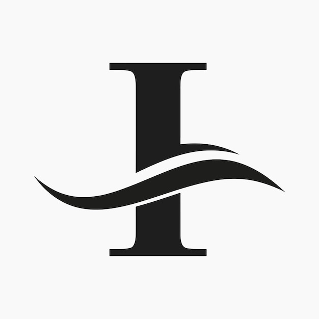 Vector de la letra I y del logotipo de onda