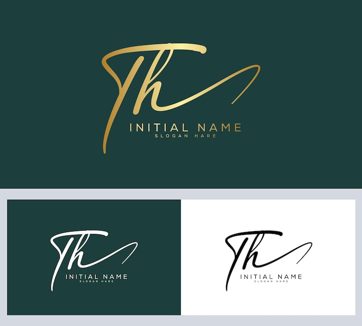Vector el vector de la letra inicial a mano y del logotipo de la firma