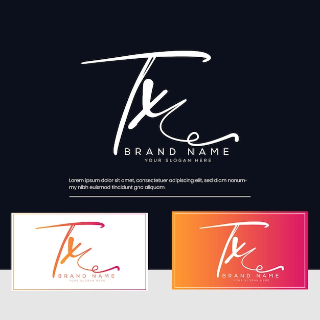 Vector de la letra inicial tx y del logotipo de la firma