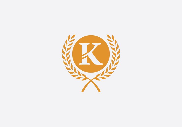Vector vector de la letra k del logotipo de la corona de laurel