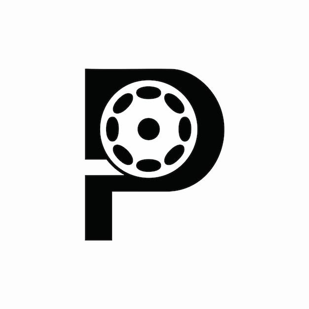 Vector de la letra P y el icono del logotipo del carrete de película