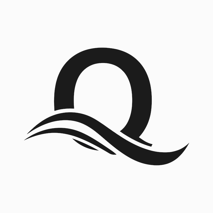 Vector vector de la letra q y del logotipo de onda