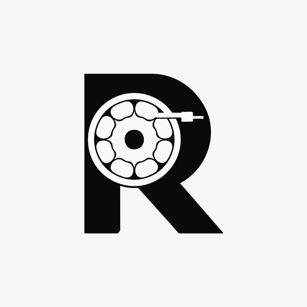 Vector de la letra R y el icono del logotipo del carrete de película