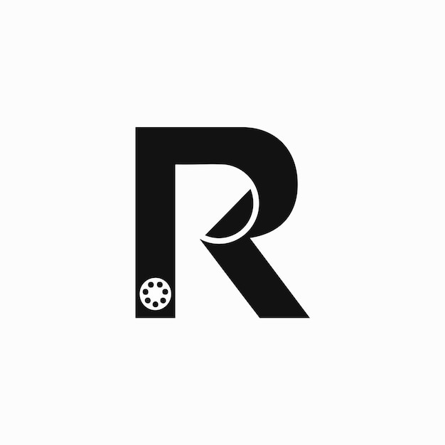 Vector de la letra R y el icono del logotipo del carrete de película
