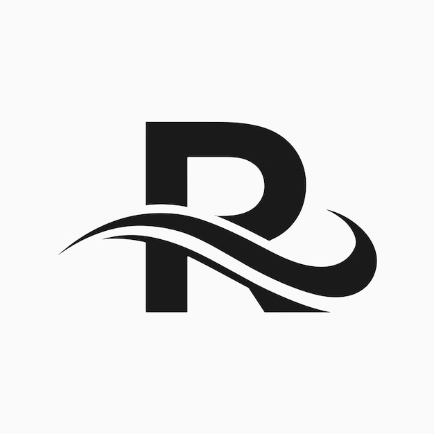 Vector de la letra R y del logotipo de onda
